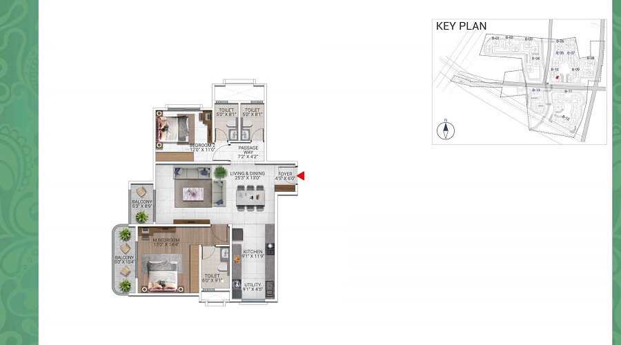 3 BHK Floor Plan