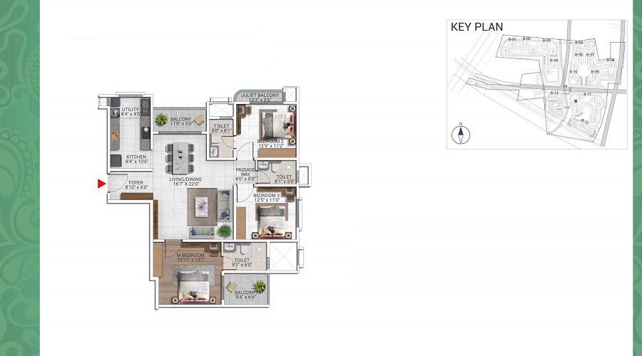 3 BHK Floor Plan